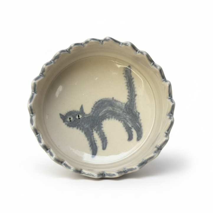 Grey cat trinket dish