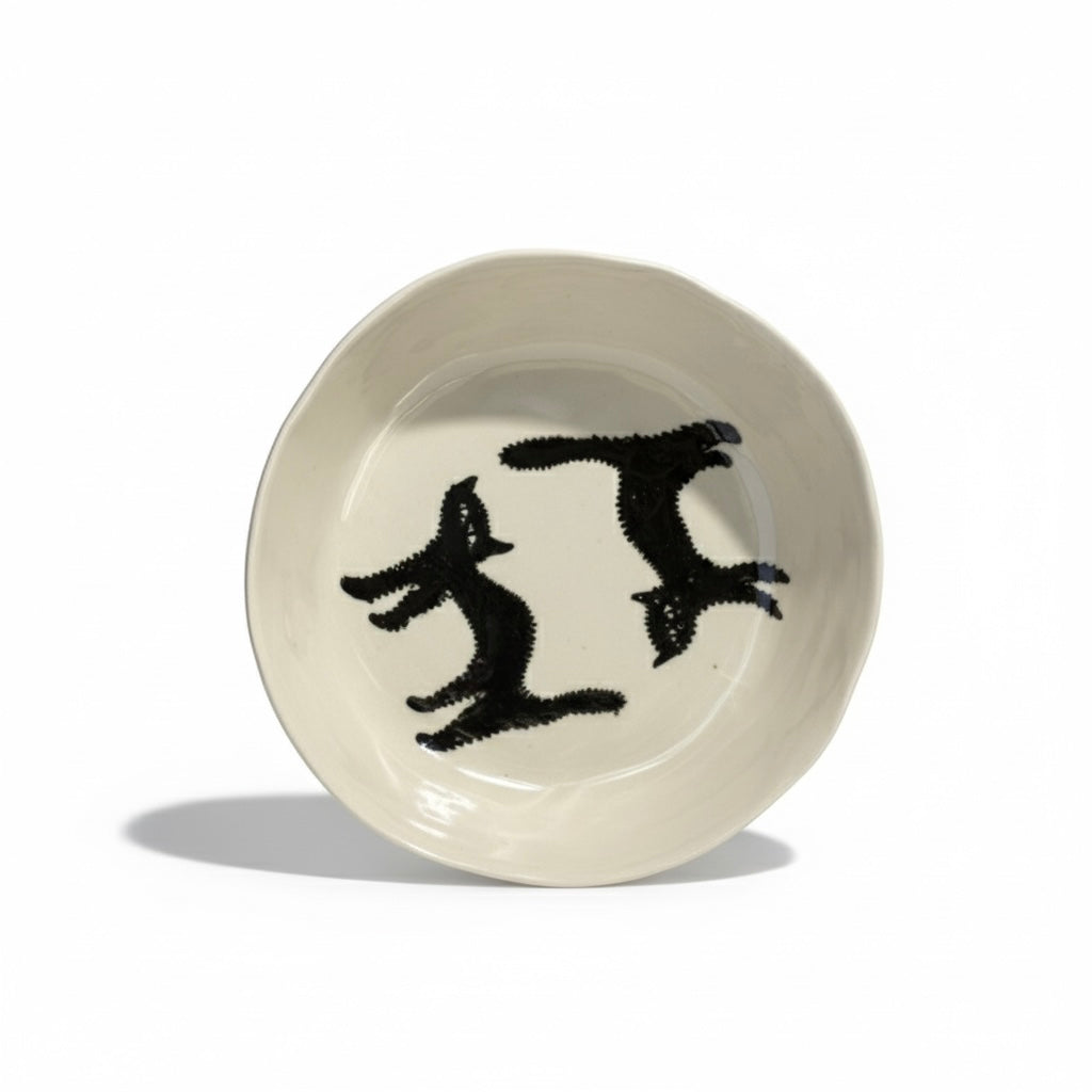 Two scared cats plate orange